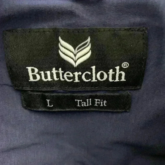 Butter Cloth Shirt Mens Large Tall Fit Button Up L/S Blue Cotton Casual Office - Picture 6 of 9